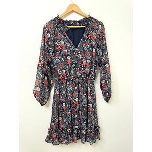 Ryan Michelle Sheer Floral Flowy Boho Midi Dress with Ruffles Size PXL